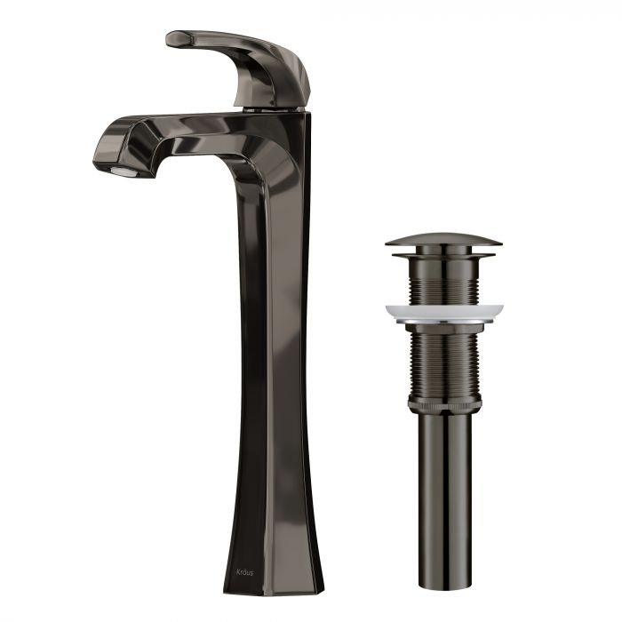 Kraus Esta Single Handle Vessel Bathroom Faucet with Pop-Up Drain - Gunmetal - KVF-1210GM