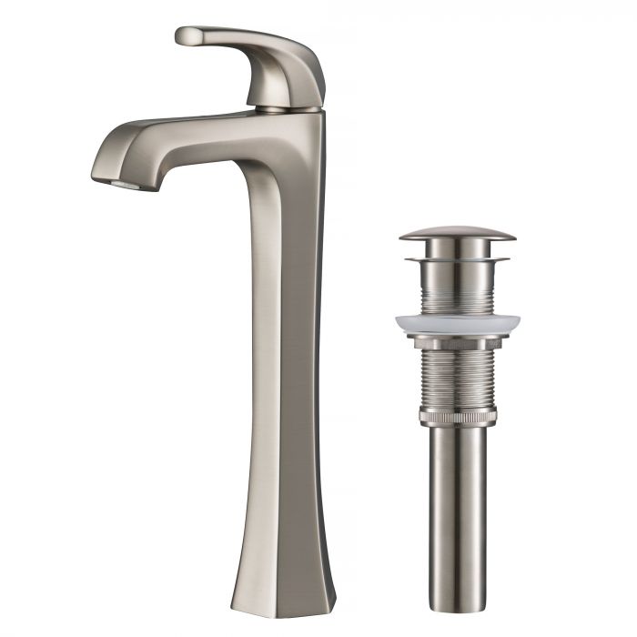 Kraus Esta Single Handle Vessel Bathroom Faucet with Pop-Up Drain - Spot Free Stainless Steel - KVF-1210SFS