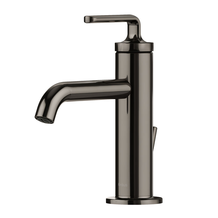 Kraus Ramus Single Handle Bathroom Sink Faucet with Lift Rod Drain - Gunmetal - KBF-1221GM