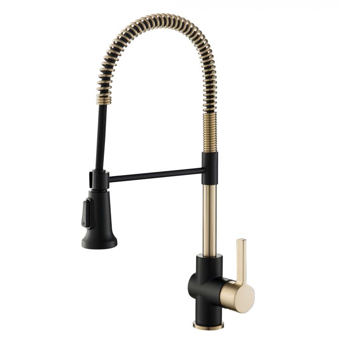 Kraus Britt Commercial Style Kitchen Faucet - Brushed Gold/Matte Black - KPF-1690BGMB