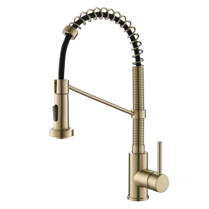 Kraus Bolden Commercial Style Pull-Down Kitchen Faucet - Spot Free Antique Champagne Bronze - KPF-1610SFACB