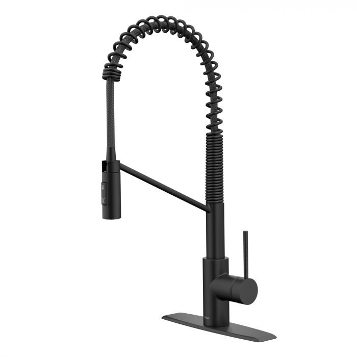Kraus Oletto Commercial Style Pull-Down Single Handle Top Mount Kitchen Faucet with QuickDock - Matte Black - KPF-2631MB