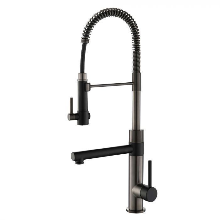 Kraus Artec Pro Commercial Style Pre-Rinse Kitchen Faucet - Matte Black/Black Stainless Steel - KPF-1603MBSB