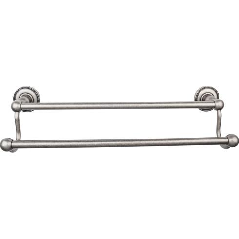 Bath Towel Holder Double Beaded Backplate - Pewter Antique