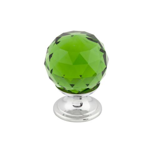 Green Crystal Knob - Polished Chrome