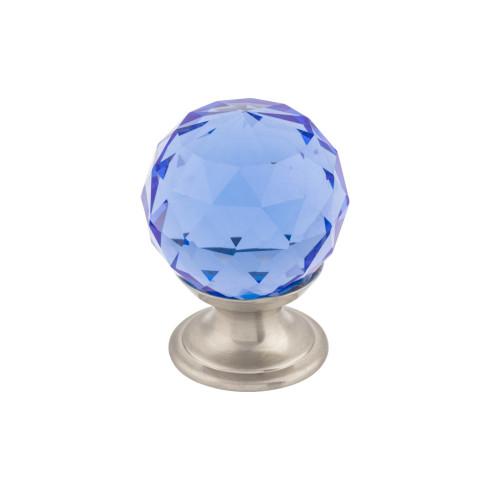 Blue Crystal Knob - Brushed Satin Nickel