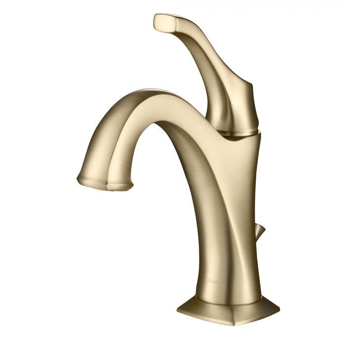Kraus Arlo Single Handle Basin Bathroom Faucet with Lift Rod Drain - Brushed Gold - KBF-1201BG