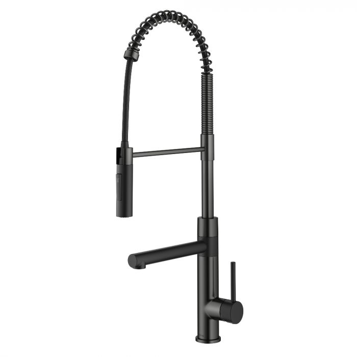 Kraus Artec Pro Commercial Style Pull-Down Single Handle Kitchen Faucet with Pot Filler - Matte Black/Spot Free Black Stainless Steel - KPF-1604MBSFSB
