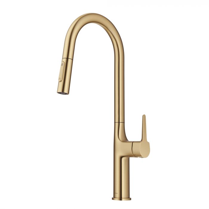 Kraus Oletto Tall Modern Pull-Down Single Handle Kitchen Faucet - Brushed Gold - KPF-3101BG
