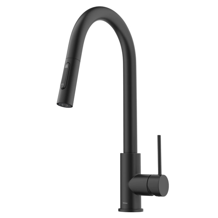 Kraus Oletto Contemporary Pull-Down Single Handle Kitchen Faucet - Matte Black - KPF-3104MB