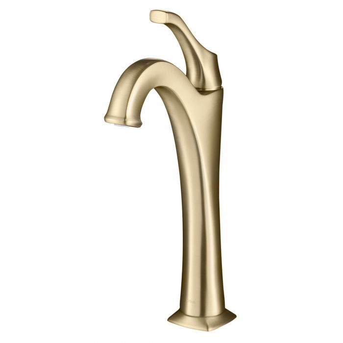 Kraus Arlo Single Handle Vessel Bathroom Faucet with Pop-up Drain - Brushed Gold - KVF-1200BG